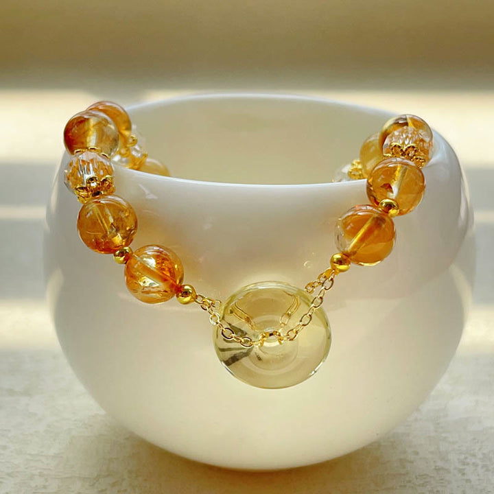 Buddha Stones Pulsera de prosperidad con cristal de citrino y hebilla de paz - image 2