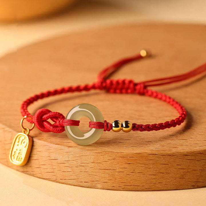 Pulsera de la suerte con cadena de caracteres Fu y hebilla de paz de jade hetiano con Buddha Stones - image 0