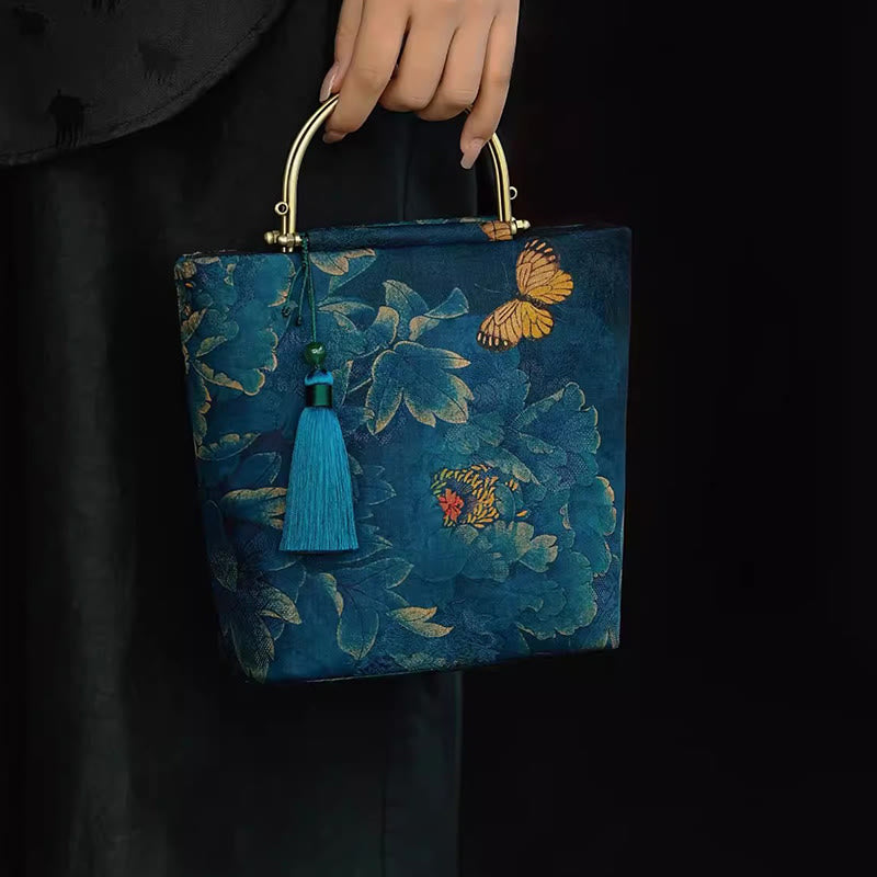 Buddha Stones Bolso bandolera con cadena de metal y hojas de mariposa. - image 8