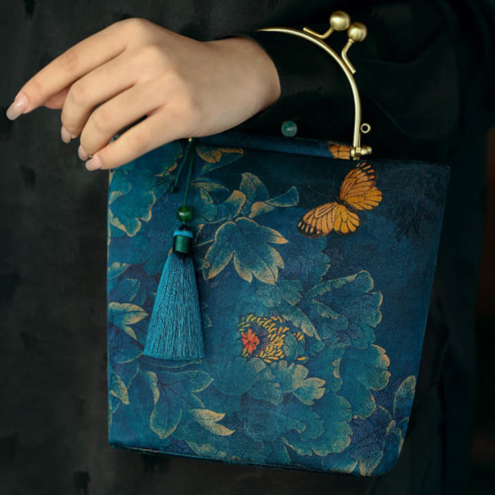 Buddha Stones Bolso bandolera con cadena de metal y hojas de mariposa. - image 5