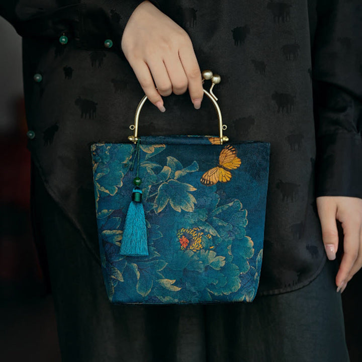 Buddha Stones Bolso bandolera con cadena de metal y hojas de mariposa. - image 6