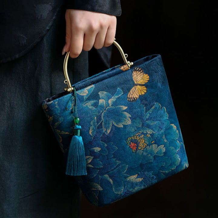 Buddha Stones Bolso bandolera con cadena de metal y hojas de mariposa. - image 9