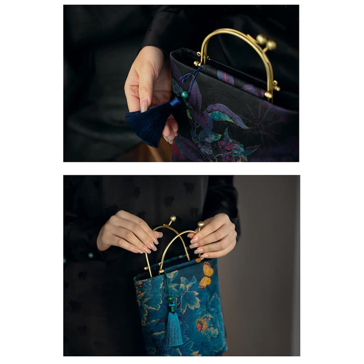 Buddha Stones Bolso bandolera con cadena de metal y hojas de mariposa. - image 13