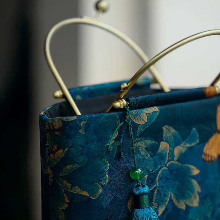 Buddha Stones Bolso bandolera con cadena de metal y hojas de mariposa. - image 3