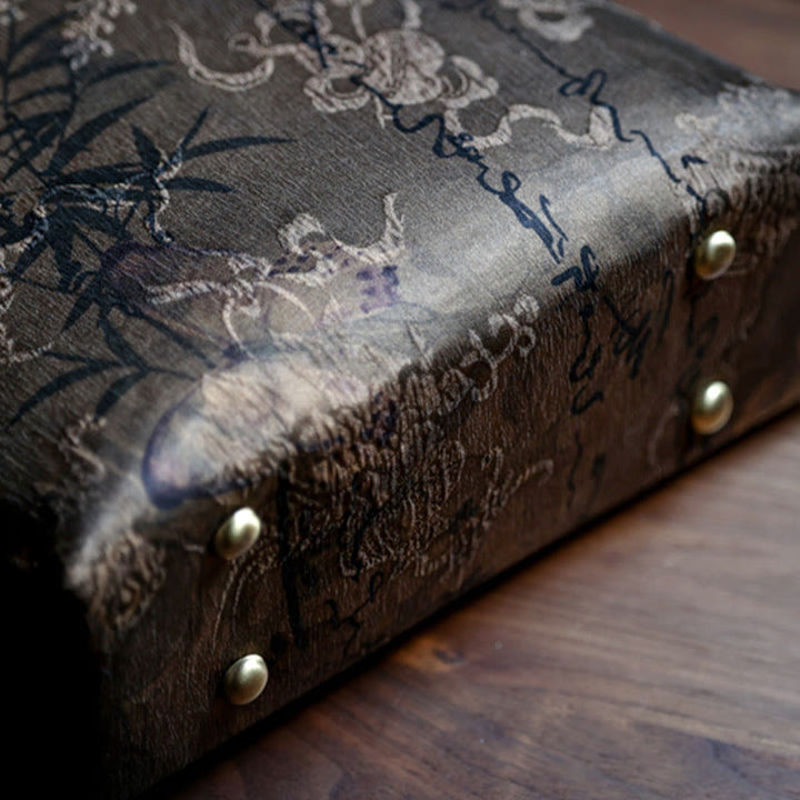 Buddha Stones Bolso con asas de bambú, hojas de bambú, mariposas, peces koi - image 24