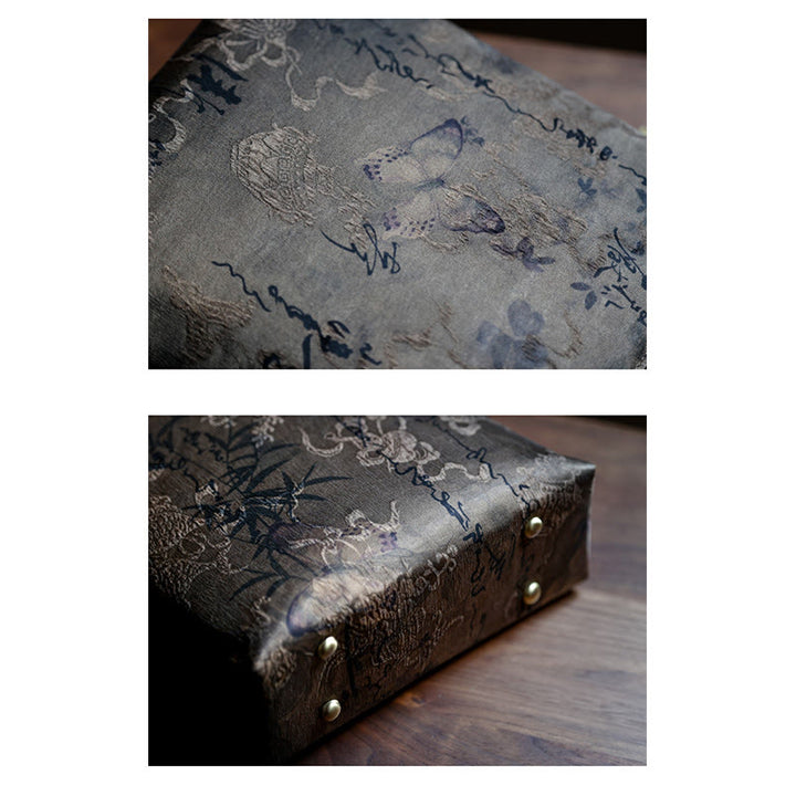 Buddha Stones Bolso con asas de bambú, hojas de bambú, mariposas, peces koi - image 25