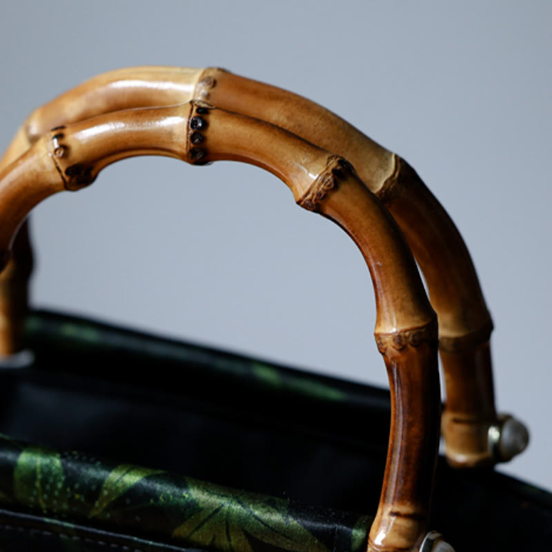 Buddha Stones Bolso con asas de bambú, hojas de bambú, mariposas, peces koi - image 6