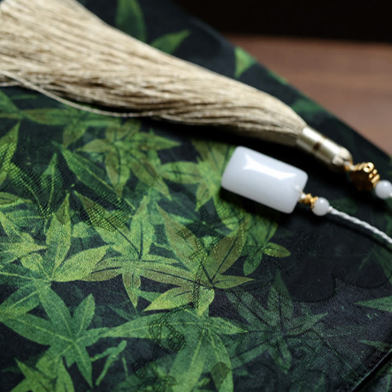 Buddha Stones Bolso con asas de bambú, hojas de bambú, mariposas, peces koi - image 8