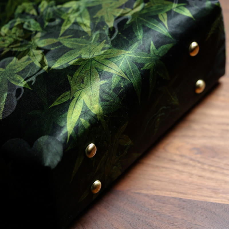 Buddha Stones Bolso con asas de bambú, hojas de bambú, mariposas, peces koi - image 5