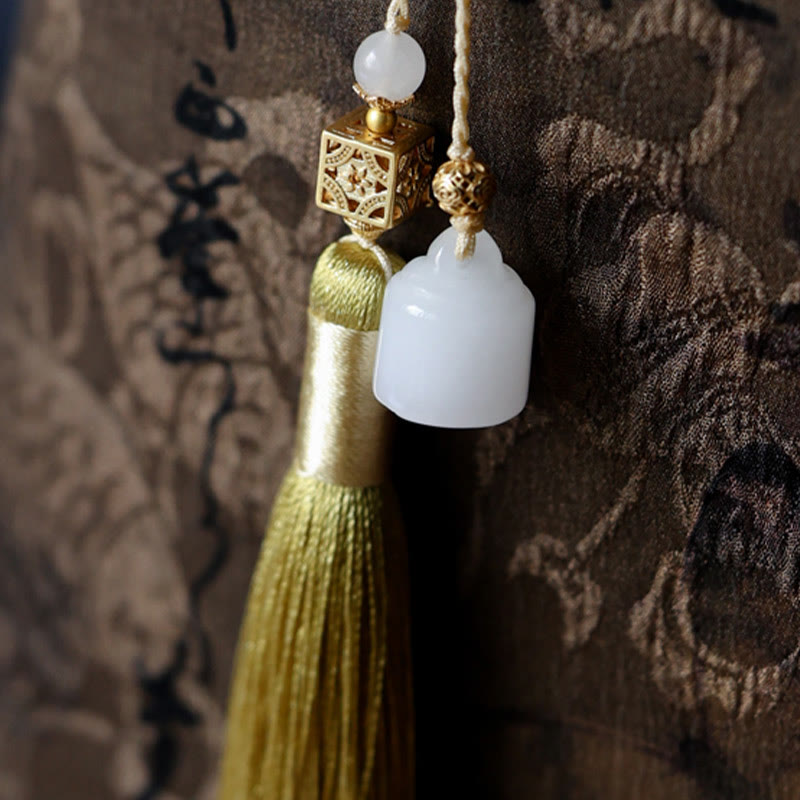 Buddha Stones Bolso con asas de bambú, hojas de bambú, mariposas, peces koi - image 22