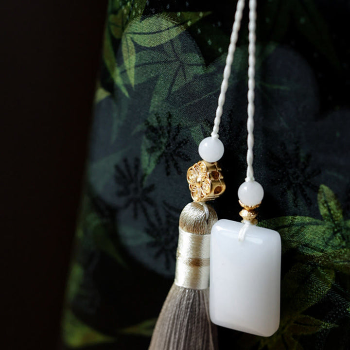 Buddha Stones Bolso con asas de bambú, hojas de bambú, mariposas, peces koi - image 10