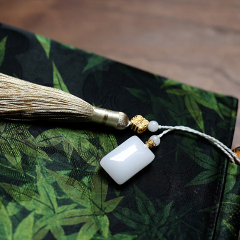 Buddha Stones Bolso con asas de bambú, hojas de bambú, mariposas, peces koi - image 9