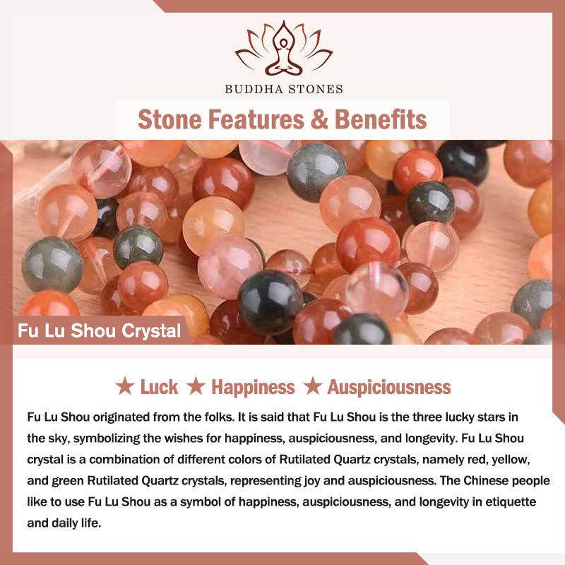Buddha Stones Anillo de cobre bañado en oro de 14 k con cristales Fu Lu Shou y piedra lunar melocotón. - image 6