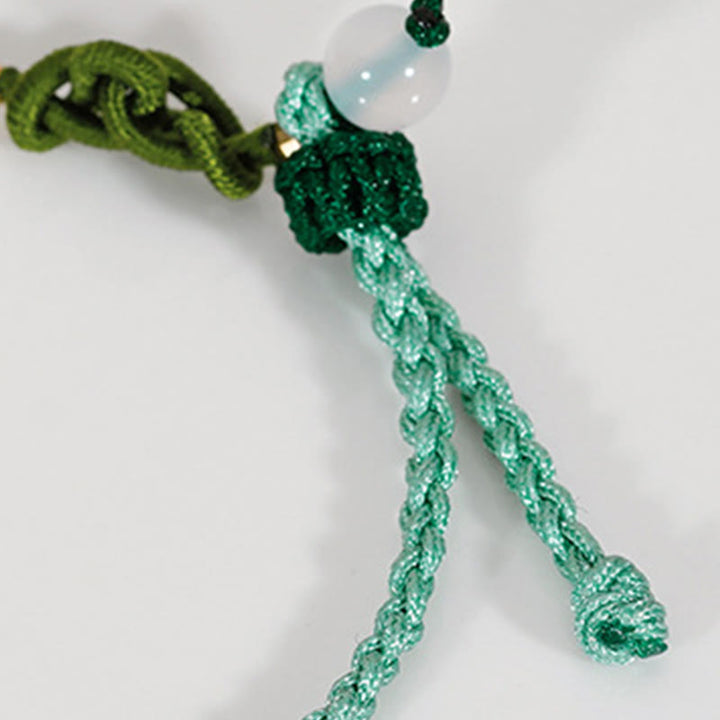 Pulsera de cuerda verde trenzada de la suerte de jade hetiano de plata de ley 925 con Buddha Stones
