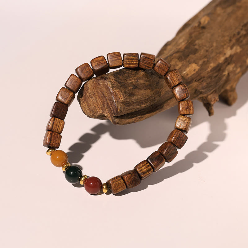 Pulsera de calidez con patrón de bambú, Buddha Stones , palisandro, nubes propicias, tótem Fu