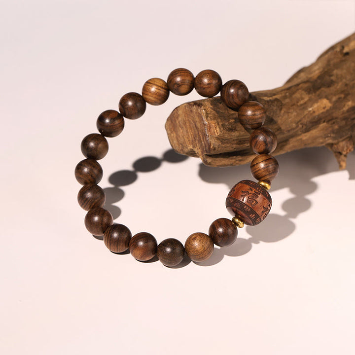 Pulsera de calidez con patrón de bambú, Buddha Stones , palisandro, nubes propicias, tótem Fu