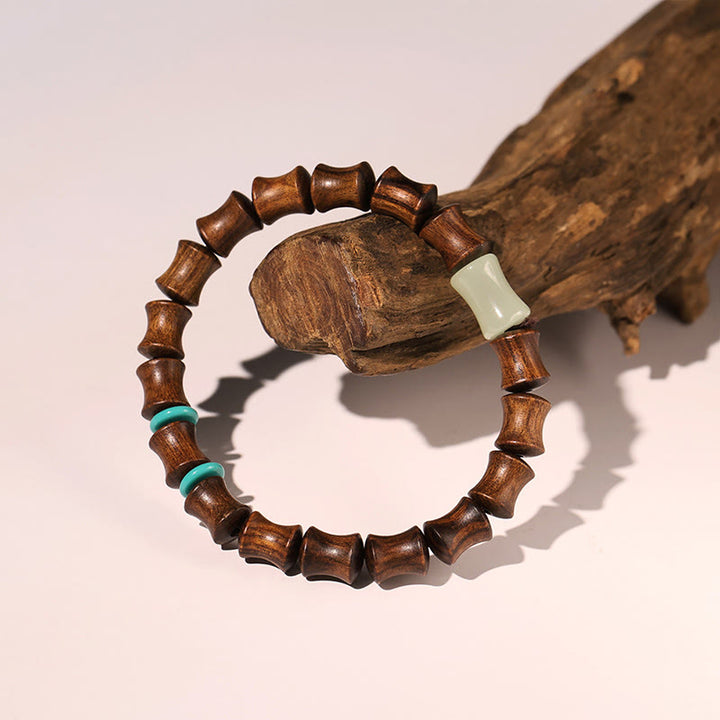 Pulsera de calidez con patrón de bambú, Buddha Stones , palisandro, nubes propicias, tótem Fu