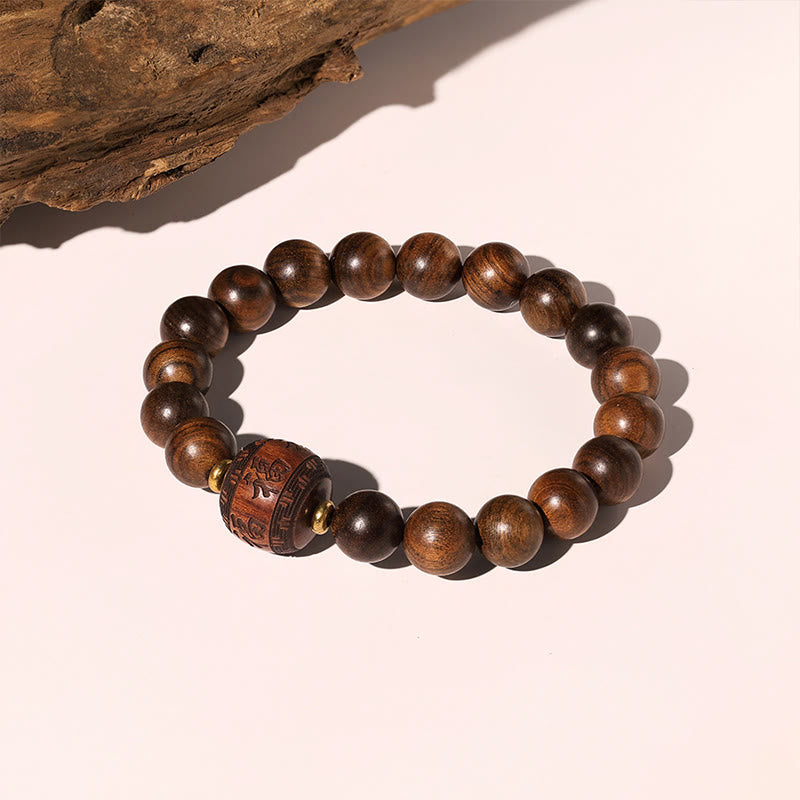 Pulsera de calidez con patrón de bambú, Buddha Stones , palisandro, nubes propicias, tótem Fu