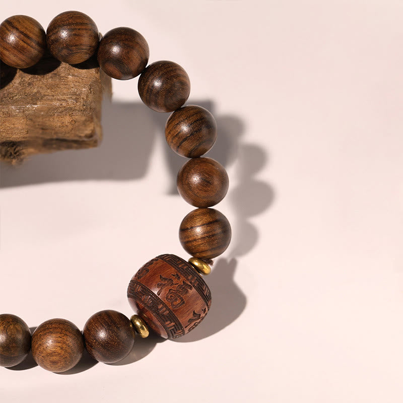 Pulsera de calidez con patrón de bambú, Buddha Stones , palisandro, nubes propicias, tótem Fu