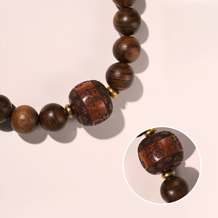 Pulsera de calidez con patrón de bambú, Buddha Stones , palisandro, nubes propicias, tótem Fu