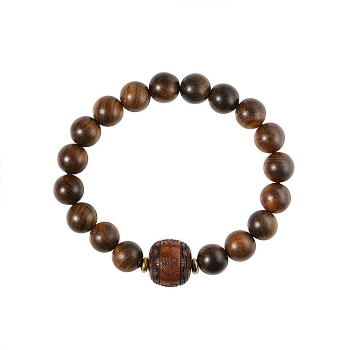 Pulsera de calidez con patrón de bambú, Buddha Stones , palisandro, nubes propicias, tótem Fu