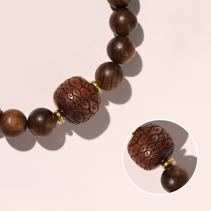 Pulsera de calidez con patrón de bambú, Buddha Stones , palisandro, nubes propicias, tótem Fu