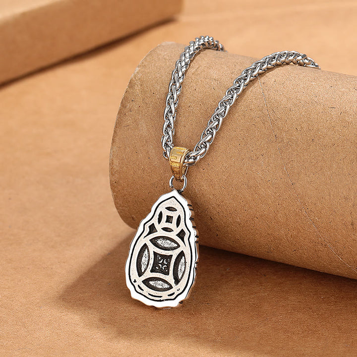 Buddha Stones Tíbet Dzi cuenta Garuda patrón cobre Metal riqueza collar colgante - image 3