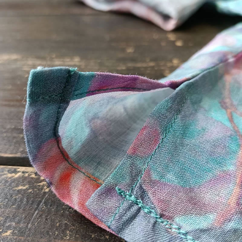 Buddha Stones Flores rosadas Estampado de hojas verdes Diseño de botón de rana Camisa de chaqueta de lino de ramio de manga larga - image 17