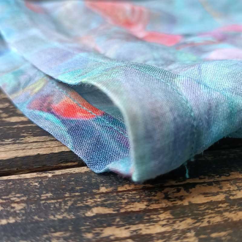 Buddha Stones Flores rosadas Estampado de hojas verdes Diseño de botón de rana Camisa de chaqueta de lino de ramio de manga larga - image 16