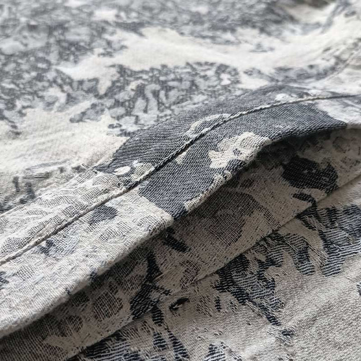 Camisa de chaqueta de lino de algodón de manga larga con diseño de botones de rana y estampado de Buddha Stones con bolsillos - image 12