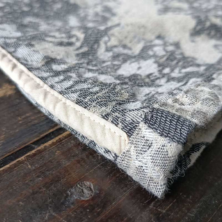 Camisa de chaqueta de lino de algodón de manga larga con diseño de botones de rana y estampado de Buddha Stones con bolsillos