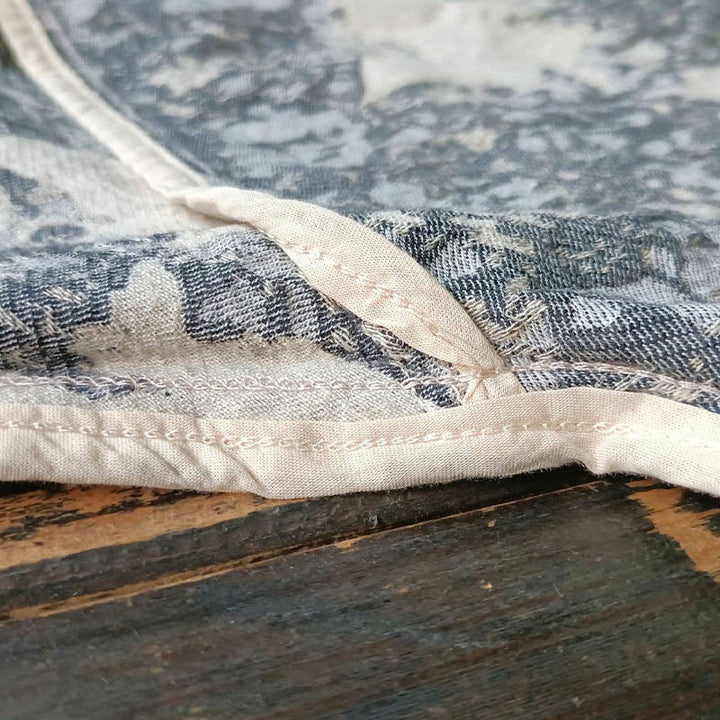 Camisa de chaqueta de lino de algodón de manga larga con diseño de botones de rana y estampado de Buddha Stones con bolsillos