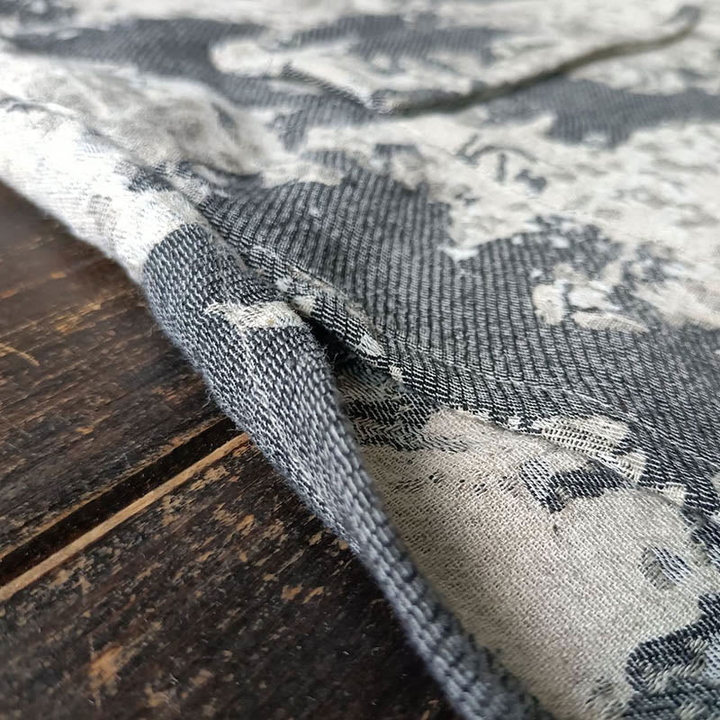 Buddha Stones Camisa de chaqueta de lino de algodón de manga larga con estampado de botones de rana en negro, gris y beige con bolsillos