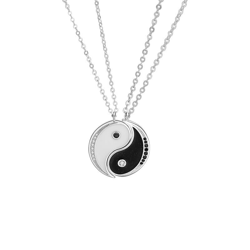 Collar con colgante de plata de ley 925 con símbolo de Yin Yang Harmnoy de Buddha Stones