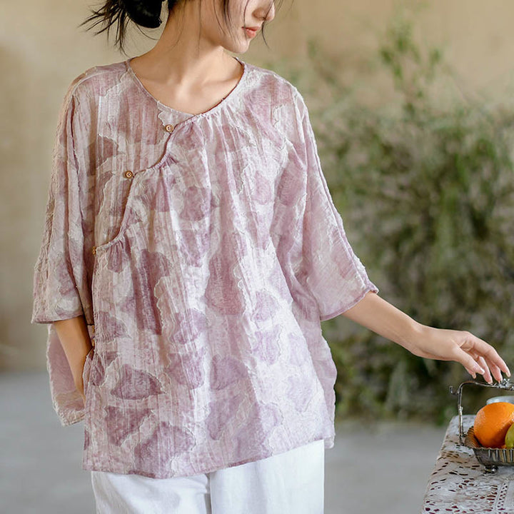 Camiseta informal de manga tres cuartos con estampado de manchas de Buddha Stones