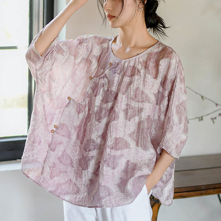 Camiseta informal de manga tres cuartos con estampado de manchas de Buddha Stones