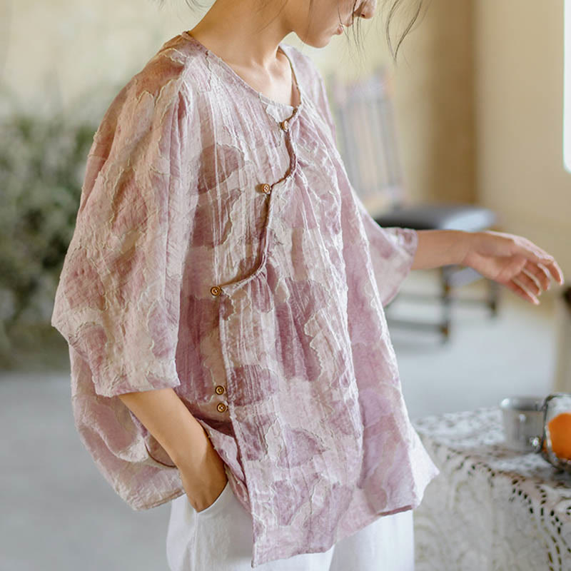 Camiseta informal de manga tres cuartos con estampado de manchas de Buddha Stones