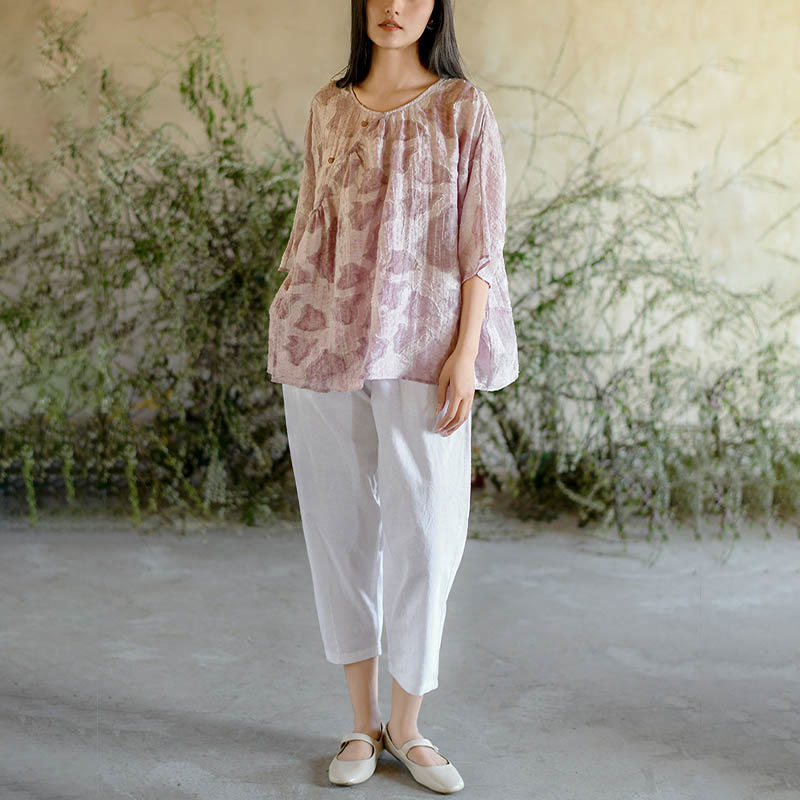 Camiseta informal de manga tres cuartos con estampado de manchas de Buddha Stones