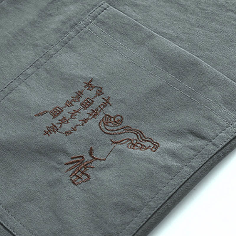 Buddha Stones Dragon Fu personaje Tang traje tradicional camisa de manga corta pantalones de pierna ancha ropa conjunto para hombres - image 10