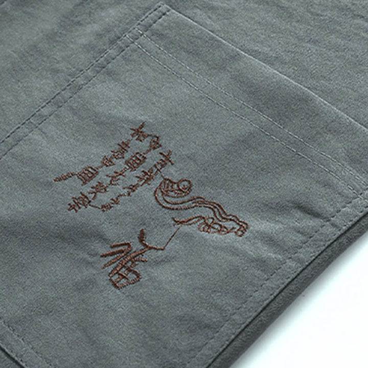 Buddha Stones Dragon Fu personaje Tang traje tradicional camisa de manga corta pantalones de pierna ancha ropa conjunto para hombres