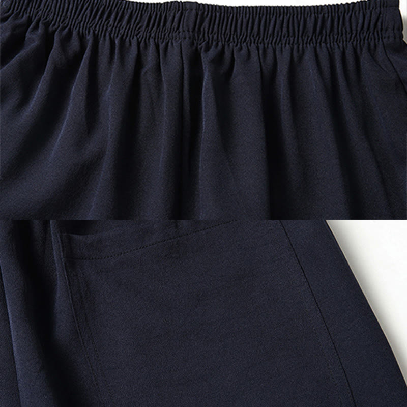 Conjunto de ropa para hombre, traje Tang bordado anudado chino con personaje Fu de Buddha Stones , Top tradicional de manga corta, pantalones, ropa - image 13