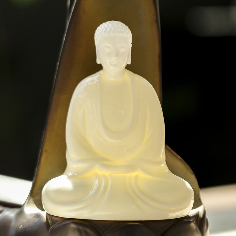 Quemador de incienso con palo de cerámica curativo, fuente de humo de reflujo de mano Led de Buddha Stones , decoración - image 7