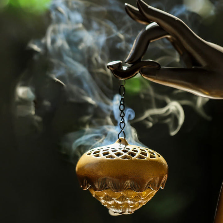 Quemador de incienso con palo de cerámica curativo, fuente de humo de reflujo de mano Led de Buddha Stones , decoración - image 4