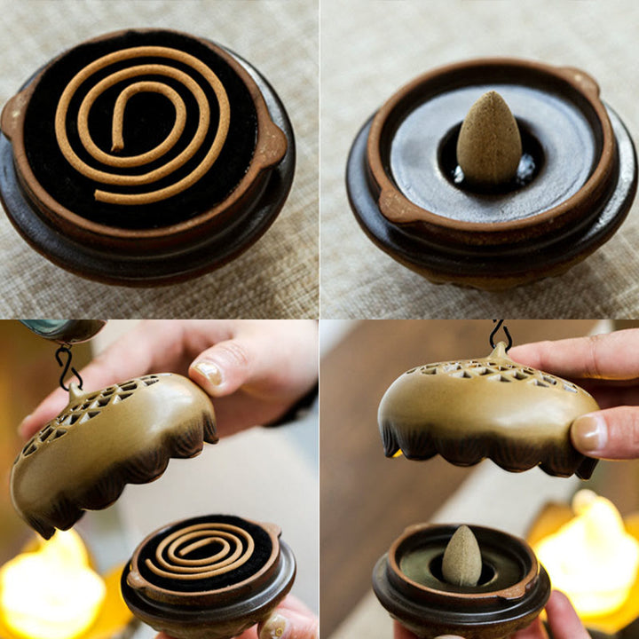 Quemador de incienso con palo de cerámica curativo, fuente de humo de reflujo de mano Led de Buddha Stones , decoración - image 8