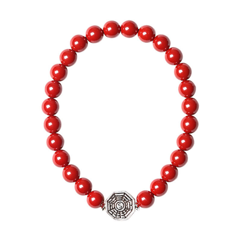 Pulsera de concentración de cuerda de cinabrio con símbolo de Yin Yang Bagua de plata de ley 925 con Buddha Stones - image 22