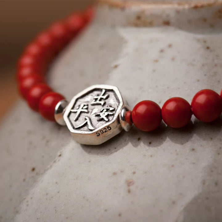 Pulsera de concentración de cuerda de cinabrio con símbolo de Yin Yang Bagua de plata de ley 925 con Buddha Stones - image 19