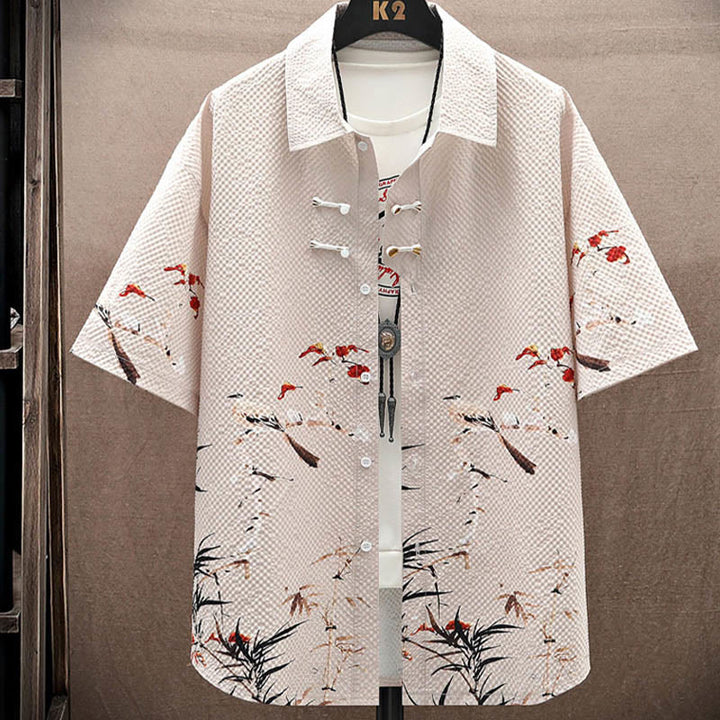 Conjunto de pantalones cortos de manga corta con estampado de urraca y árboles de coco con Buddha Stones, conjunto para hombre - image 15