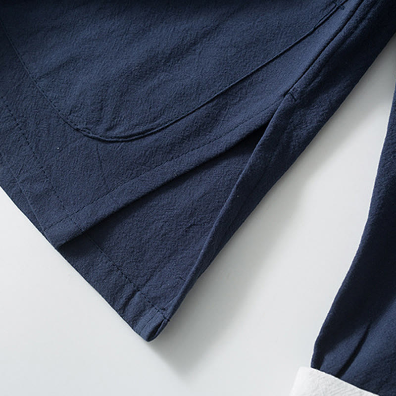 Camisa de traje chino Tang con estampado de Buddha Stones de rana, chaqueta de lino y algodón para hombre. - image 10