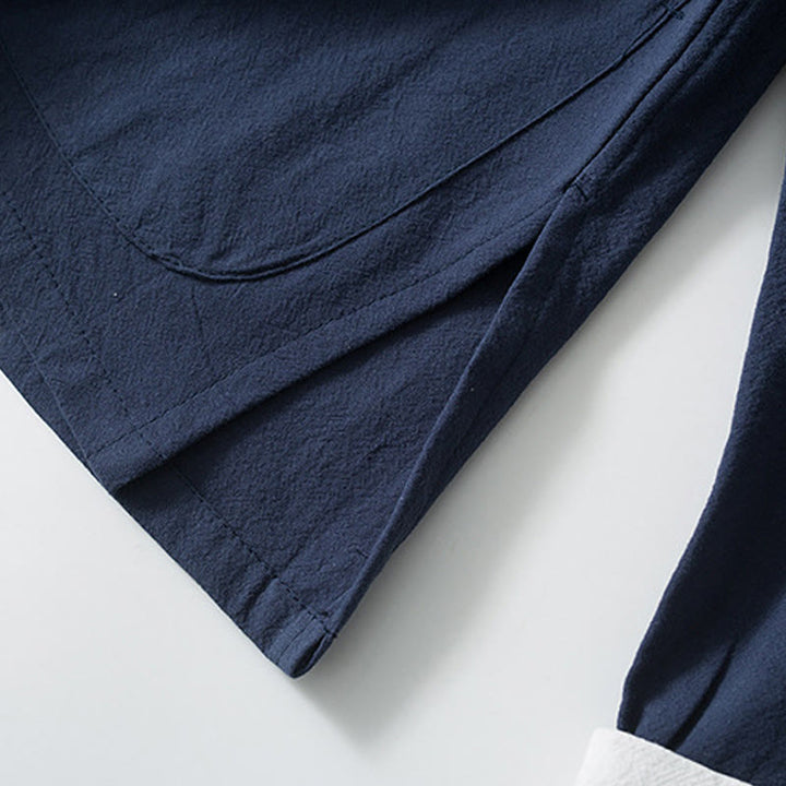 Camisa de traje chino Tang con estampado de Buddha Stones de rana, chaqueta de lino y algodón para hombre. - image 10