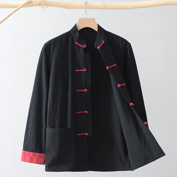 Buddha Stones Rana Botón Chino Tang Traje Camisa Algodón Lino Hombres Chaqueta Ropa - image 1